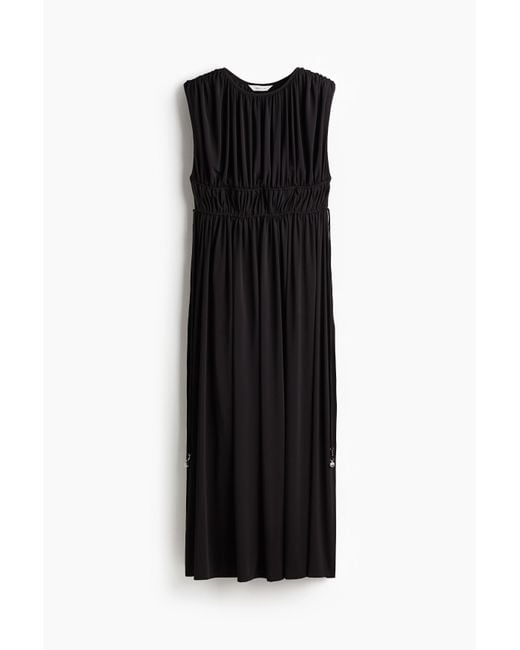 H&M Black Drapiertes Kleid mit Kordelzug