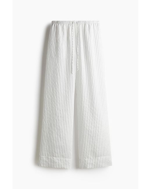 H&M White Weite Hose mit Kordelzug