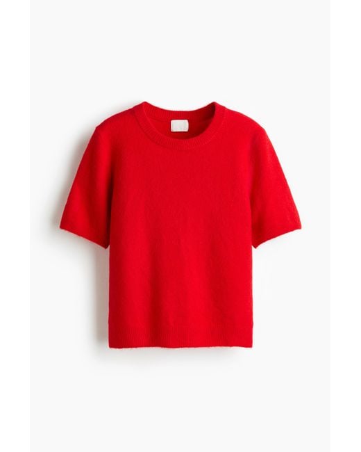 H&M Fijngebreide Trui in het Red