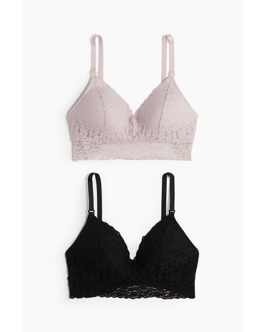 H&M White MAMA 2er-Pack Wattierte Still-BHs aus Spitze