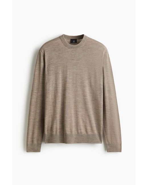Pull Regular Fit En Laine Mérinos H&M pour homme en coloris Brown