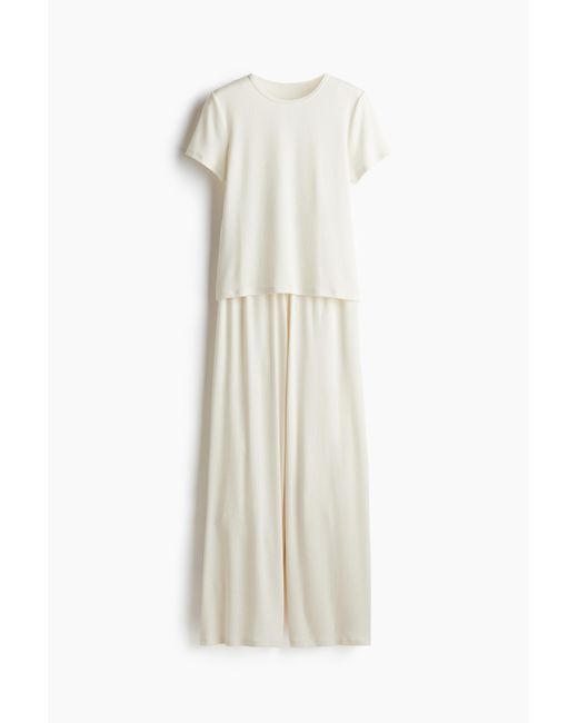 H&M White Pyjama aus Pointelle-Jersey