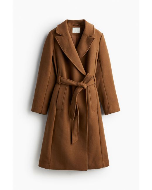 H&M Brown Mantel mit Bindegürtel