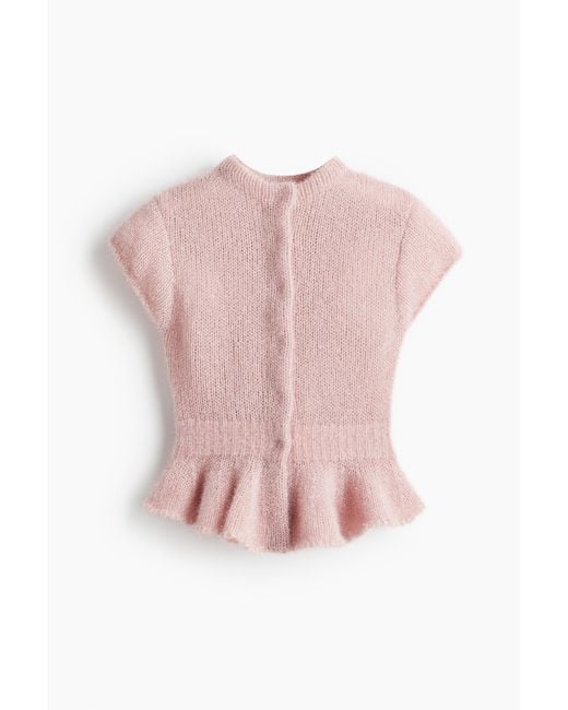H&M Gebreide Peplumtop in het Pink