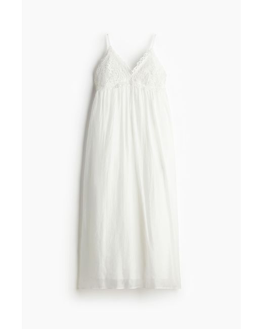 H&M White Trägerkleid mit Stickdetail