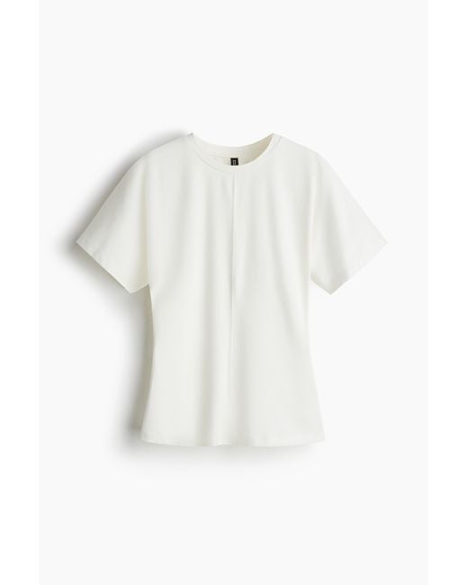 H&M White T-Shirt mit Raffungen