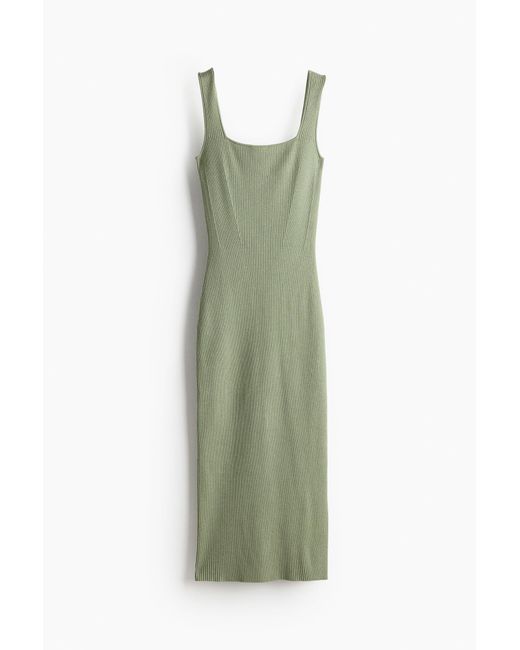 H&M Green Bodycon-Kleid in Rippstrick