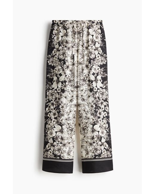 H&M White Bedruckte Hose mit Tunnelzug