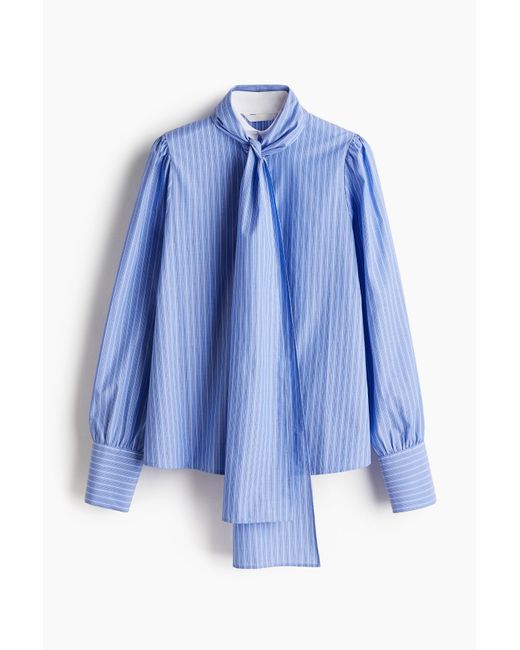 Blouse En Popeline Avec Écharpe H&M en coloris Blue
