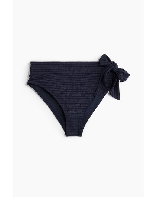 H&M Blue Bikinihose High Waist mit Bindedetail