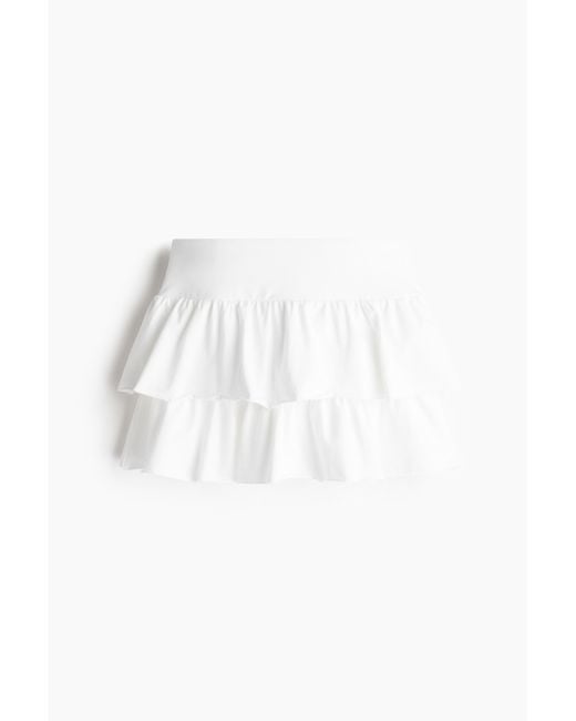 H&M White Mini-Stufenjupe aus Jersey