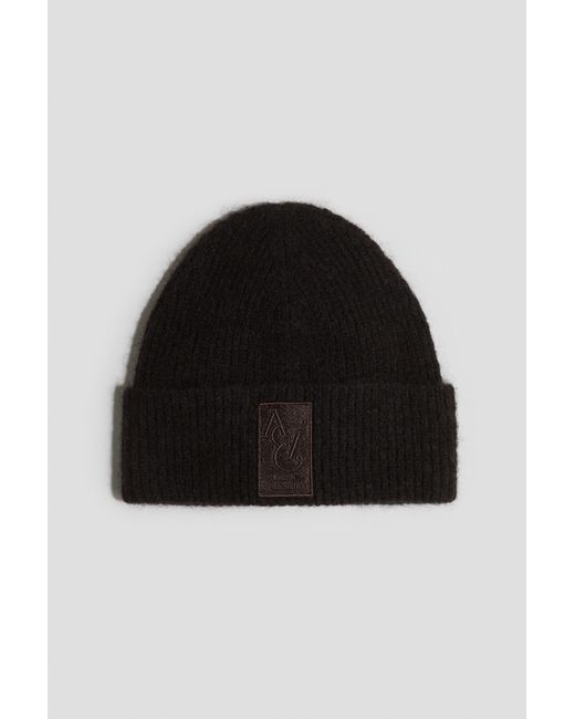 H&M Black Gerippte Beanie aus Alpakamix