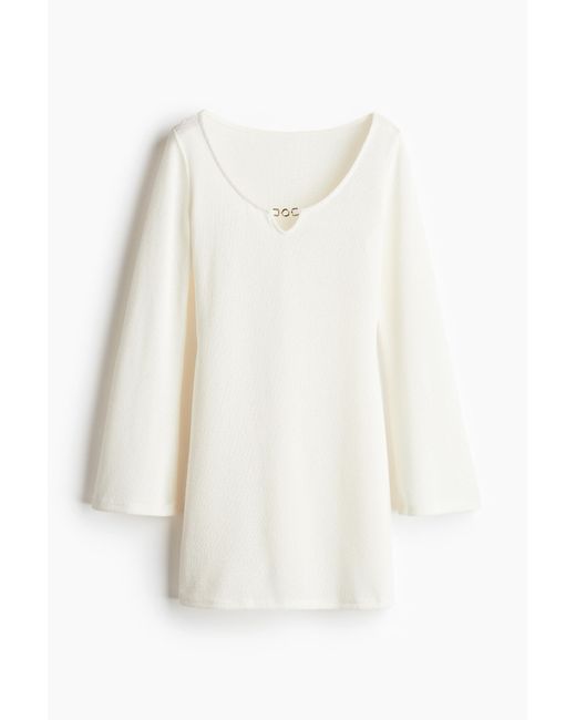 H&M Gebreide Jurk Met Uitlopende Rok in het White