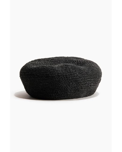 H&M Black Baskenmütze aus Stroh