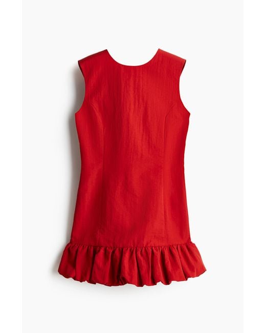 H&M Red Kleid mit Ballonsaum