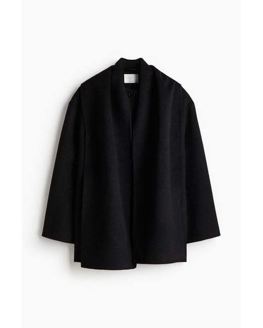 H&M Black Handgefertigter Mantel aus Wollmix