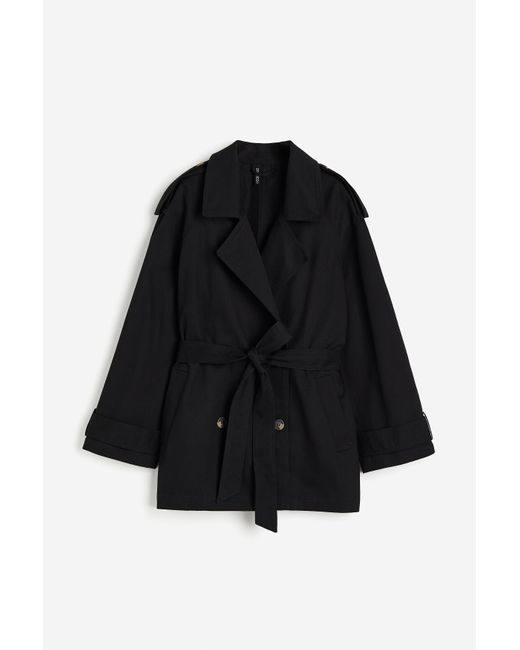 H&M Black Kurzer Trenchcoat