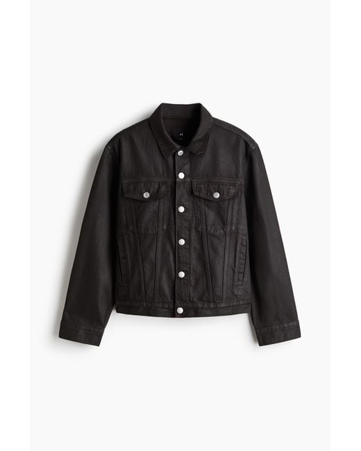 Veste Trucker en denim enduit H&M pour homme en coloris Black