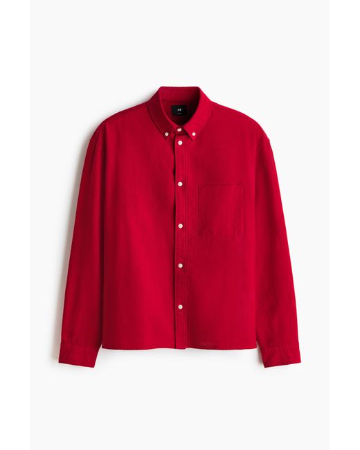 H&M Oxfordhemd in Relaxed Fit in Red für Herren