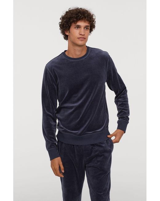 H&M Cotton Velour Pyjamas in Dark Blue (Blue) for Men | Lyst