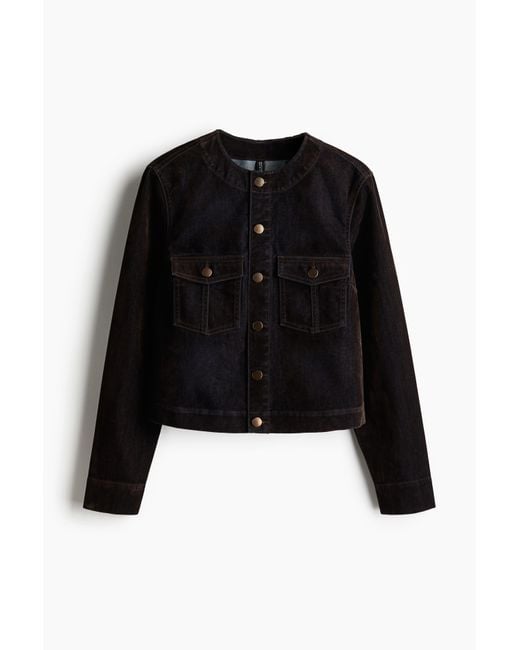 H&M Black Beflockte Jeansjacke