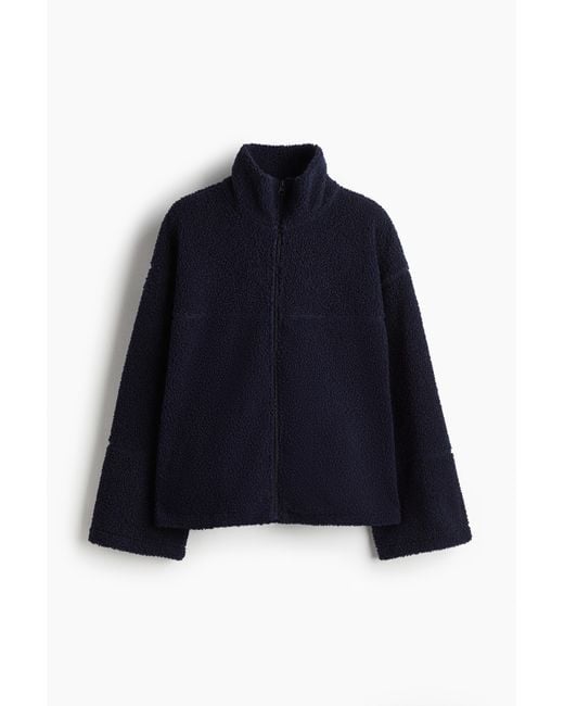 H&M Blue Jacke aus Teddyfleece mit Frontreissverschluss