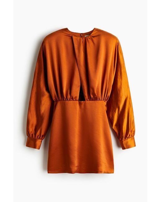 H&M Orange Drapiertes Satinkleid