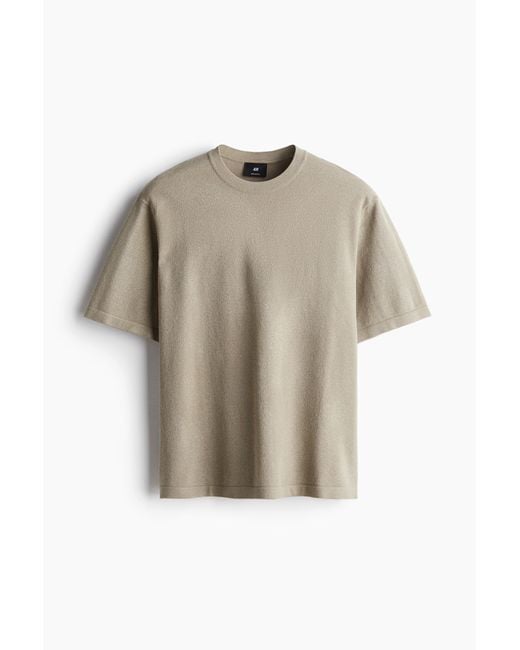 H&M Gestricktes T-Shirt in Regular Fit in Green für Herren