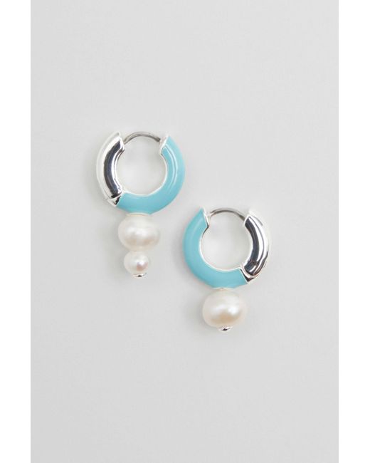 H&M Hoop-Ohrringe mit Perlenanhängern in Blau | Lyst CH
