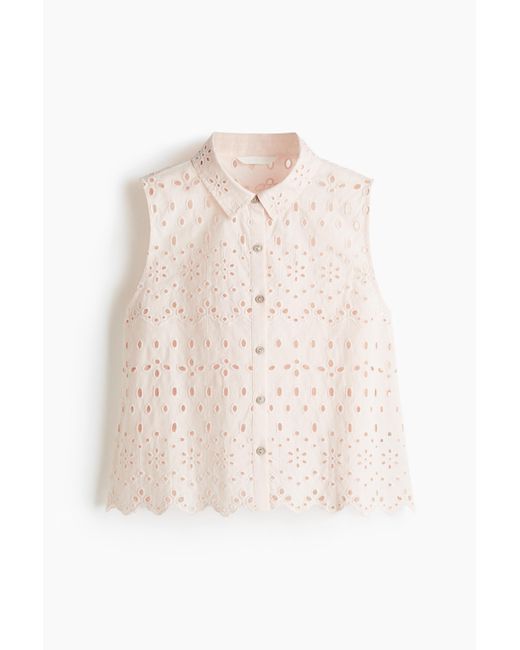 H&M Orange Bluse mit Broderie Anglaise