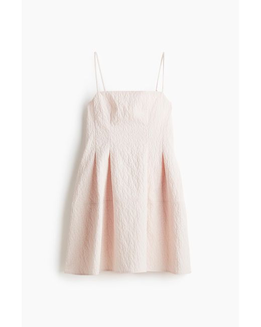 H&M Pink Trägerkleid aus Jacquardstoff
