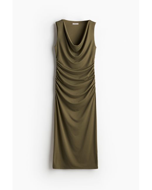 H&M Green Kleid mit Wasserfall-Ausschnitt