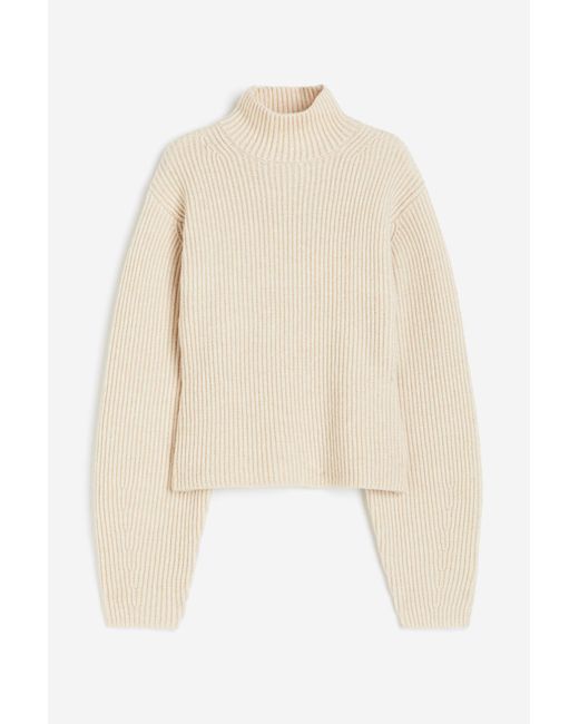 H&M Natural Gerippter Pullover mit Turtleneck