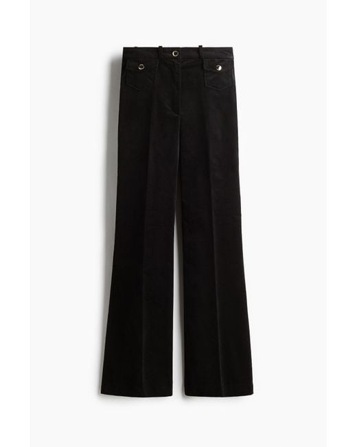 H&M Flared Fluwelen Broek in het Black