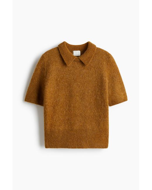 H&M Brown Pullover aus Alpakamix mit Kragen