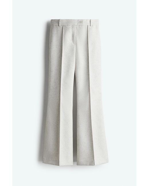 H&M Flared Broek Met Persvouwen in het White
