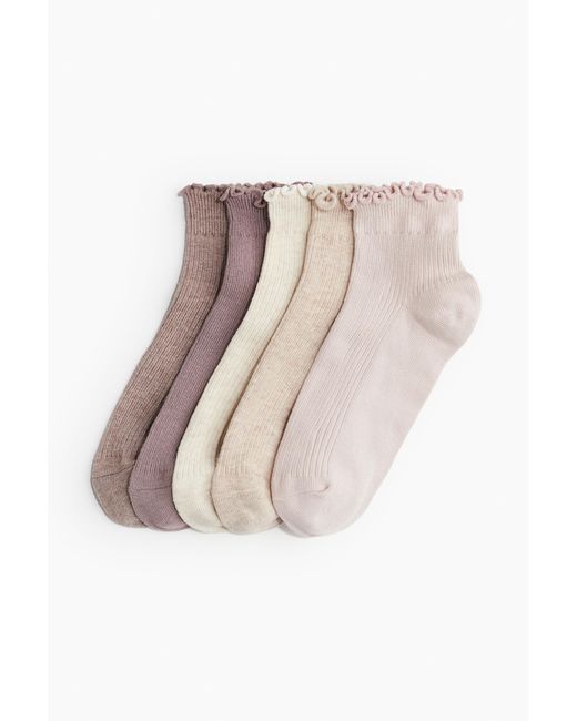 H&M 5 Paar Sokken Met Volantrandje in het Pink