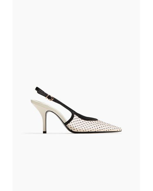 H&M Slingbacks Van Mesh in het White