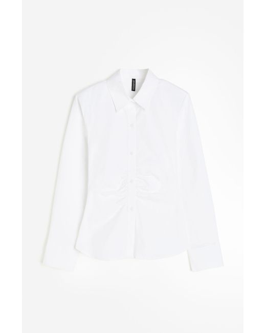 H&M White Bluse mit Schulterpolstern
