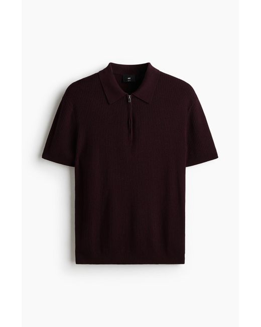 Polo Slim Fit Avec Col Zippé H&M pour homme en coloris Black