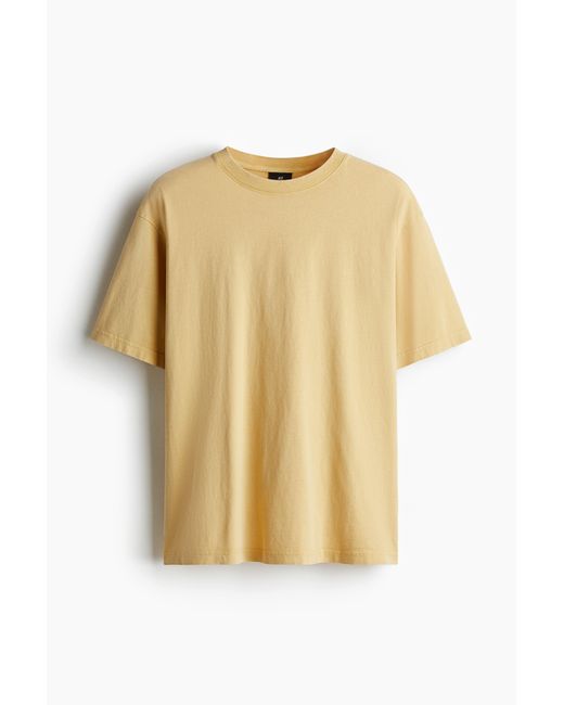 H&M Ausgewaschenes T-Shirt in Loose Fit in Yellow für Herren