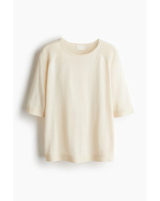 H&M White Gestricktes T-Shirt