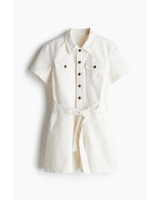 H&M White Playsuit aus Denim