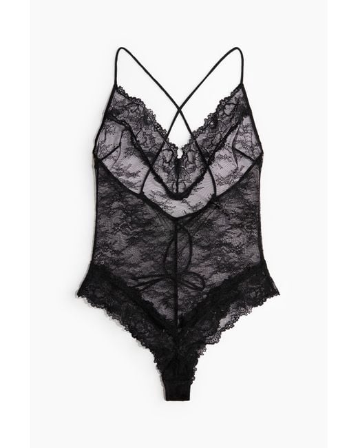 H&M Black Spitzenbody