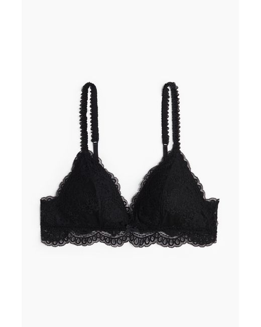 H&M Black Wattierter Soft-BH mit Spitze
