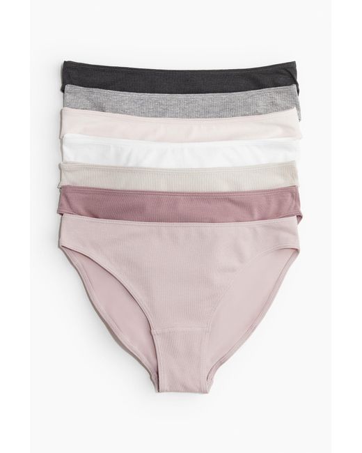 H&M Pink 7er-Pack Baumwollslips Bikini