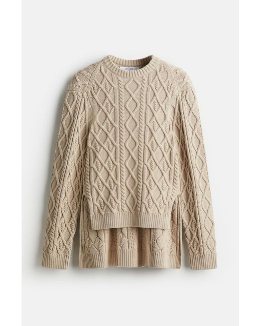 H&M Oversized Pullover mit Zopfmuster in Natural für Herren