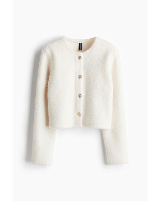 H&M White Cardigan aus Bouclé