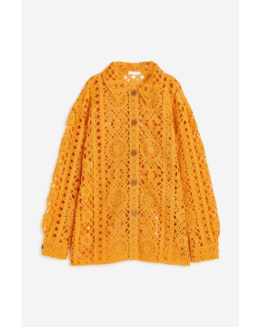 H&M Overhemdblouse Met Gehaakte Look in het Orange