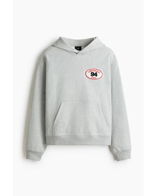 H&M Hoodie mit Motivdetails in Loose Fit in White für Herren